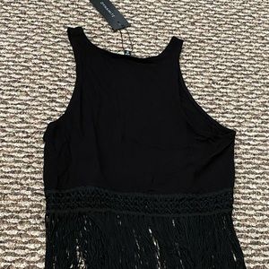 Dynamite cropped tank with fringes. XS